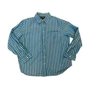 90's Y2K Ralph Lauren 2x Oxford Button Down Shirt Blue Striped Vintage turquoise